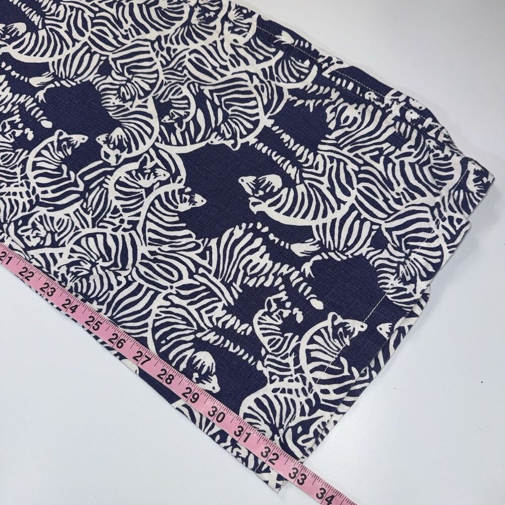 Lilly Pulitzer The Beach Pant Women XL Linen Zebra Print Blue White Wide Leg - Picture 5 of 8